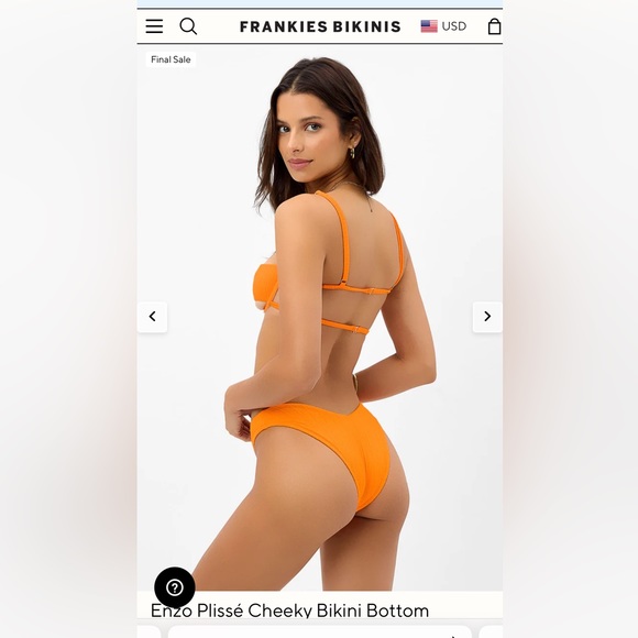 Frankie’s Bikinis Plissé Bikini in Papaya NWT - Picture 5 of 9